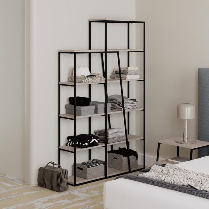Decortie Pal Modern Bookcase Display Unit Mocha Grey Tall 178cm - Image 4