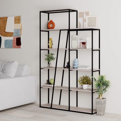Decortie Pal Modern Bookcase Display Unit Mocha Grey Tall 178cm - Image 5