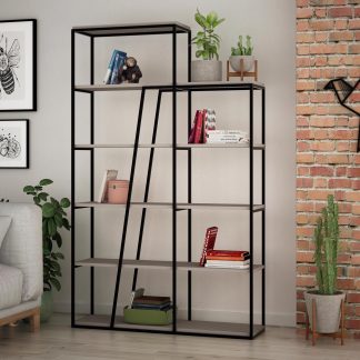 Decortie Pal Modern Bookcase Display Unit Mocha Grey Tall 178cm