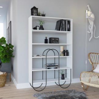 Decortie Norfolk Modern Bookcase Display Unit White Tall 159.1cm