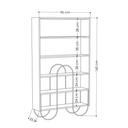 Decortie Norfolk Modern Bookcase Display Unit Mocha Grey Tall 159.1cm - Image 2