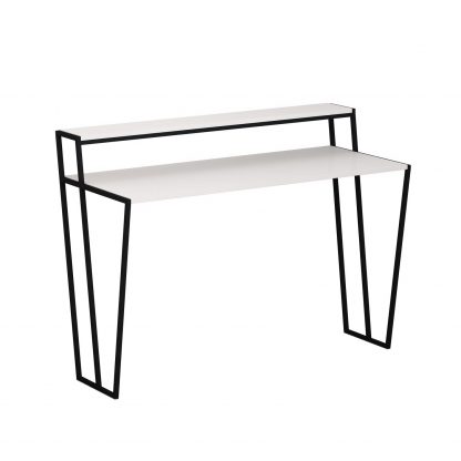Decortie Pal Modern Study Desk White With Monitor Stand 124cm Wide - Image 2