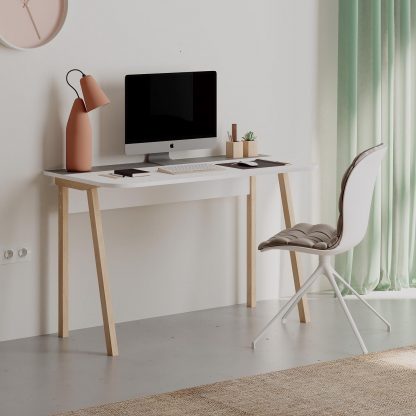Decortie Luton Modern Desk White Retro Grey 120cm Wide - Image 2