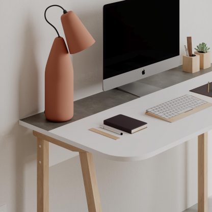 Decortie Luton Modern Desk White Retro Grey 120cm Wide - Image 4