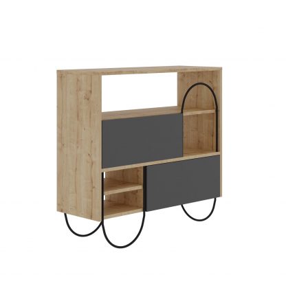 Decortie Norfolk Shoe Cabinet Oak Anthracite Grey - Image 3