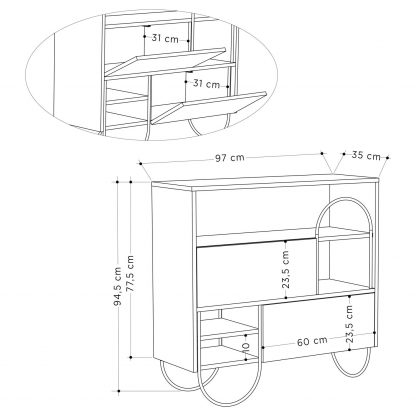 Decortie Norfolk Shoe Cabinet Ancient White Anthracite Grey - Image 2