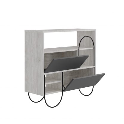 Decortie Norfolk Shoe Cabinet Ancient White Anthracite Grey - Image 3