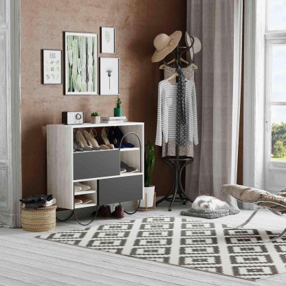 Decortie Norfolk Shoe Cabinet Ancient White Anthracite Grey - Image 4