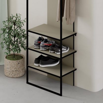 Decortie Modern Archy Hall Stand Coat Rack with Shoe Storage 180cm High Ash Green - Image 4