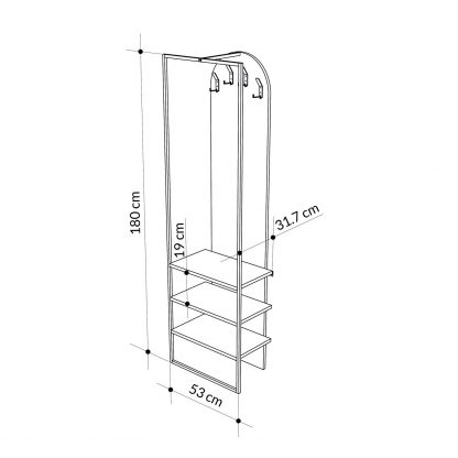 Decortie Modern Archy Hall Stand Coat Rack with Shoe Storage 180cm High Ash Green - Image 5