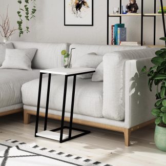 Decortie Pal Modern C Shape Side End Table White