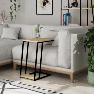 Decortie Pal Modern C Shape Side End Table Oak