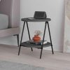 Decortie Modern Essel Industrial Style Round Side Table Anthracite with Black Metal Legs