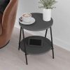 Decortie Modern Essel Industrial Style Round Side Table Anthracite with Black Metal Legs - Image 3