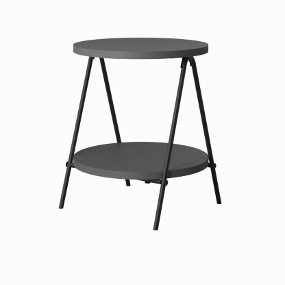 Decortie Modern Essel Industrial Style Round Side Table Anthracite with Black Metal Legs - Image 7