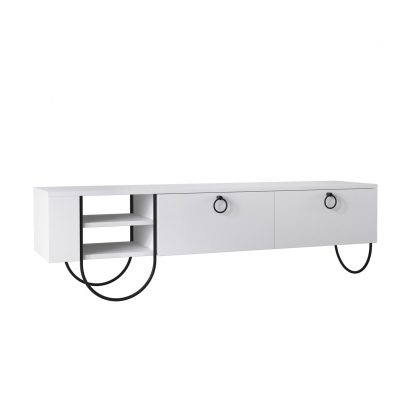 Decortie Norfolk Modern TV Unit Multimedia Centre White with Storage - Image 4