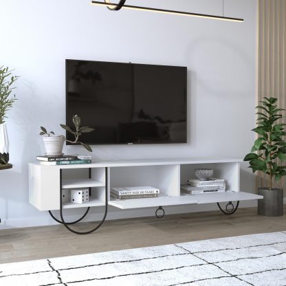 Decortie Norfolk Modern TV Unit Multimedia Centre White with Storage - Image 3