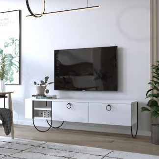 Decortie Norfolk Modern TV Unit Multimedia Centre White with Storage