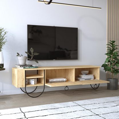 Decortie Norfolk Modern TV Unit Multimedia Centre Oak with Storage