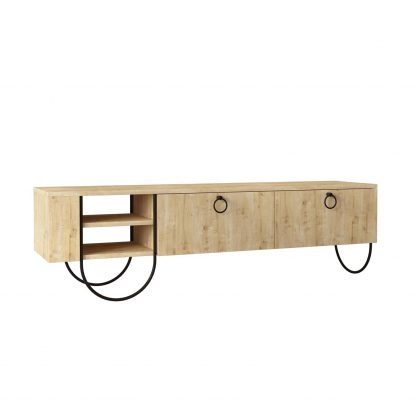 Decortie Norfolk Modern TV Unit Multimedia Centre Oak with Storage - Image 3