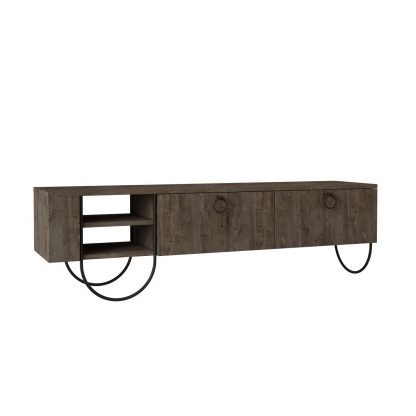 Decortie Norfolk Modern TV Unit Multimedia Centre Dark Coffee with Storage - Image 4