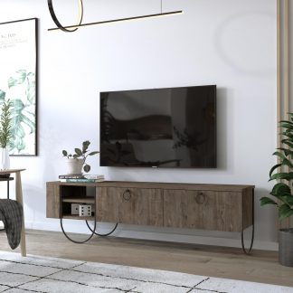 Decortie Norfolk Modern TV Unit Multimedia Centre Dark Coffee with Storage