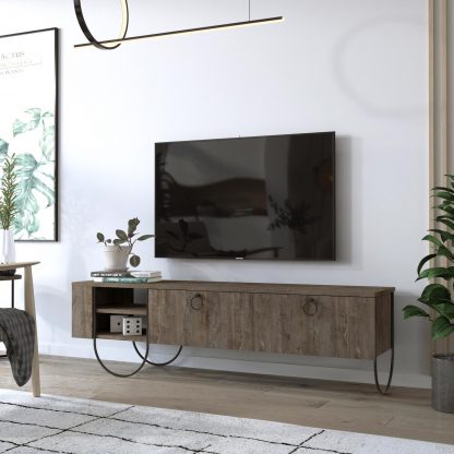 Decortie Norfolk Modern TV Unit Multimedia Centre Dark Coffee with Storage