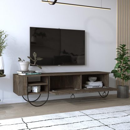 Decortie Norfolk Modern TV Unit Multimedia Centre Dark Coffee with Storage - Image 3