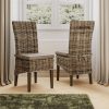 Maya Rattan Pair of Dining Chairs - Brown Legs