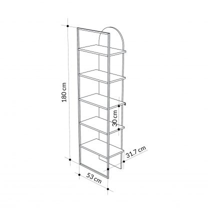 Archy Modern Bookcase 5-Tier Wall Mounted Shelf Retro Grey 180 cm - Image 2