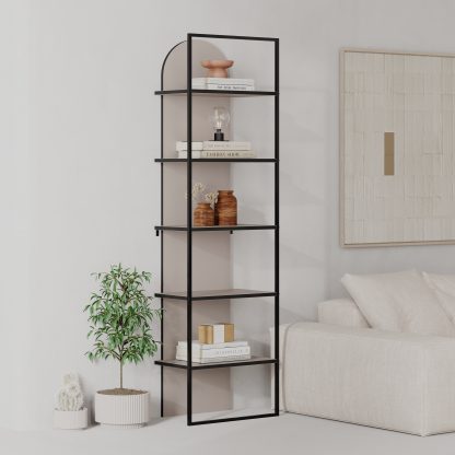 Archy Modern Bookcase 5-Tier Wall Mounted Shelf Mocha Grey 180 cm - Image 8