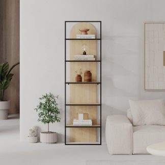 Archy Modern Bookcase 5-Tier Wall Mounted Shelf Oak 180 cm