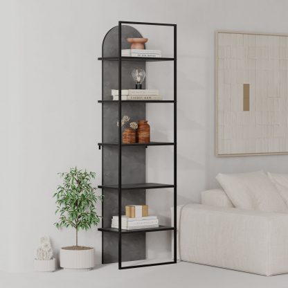 Archy Modern Bookcase 5-Tier Wall Mounted Shelf Retro Grey 180 cm - Image 8
