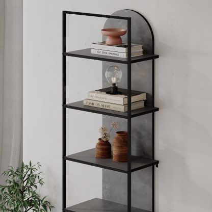 Archy Modern Bookcase 5-Tier Wall Mounted Shelf Retro Grey 180 cm - Image 4