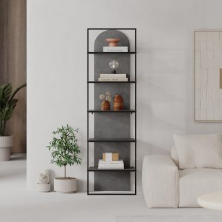Archy Modern Bookcase 5-Tier Wall Mounted Shelf Retro Grey 180 cm