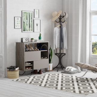 Norfolk Shoe Cabinet Dark Coffee Mocha Grey