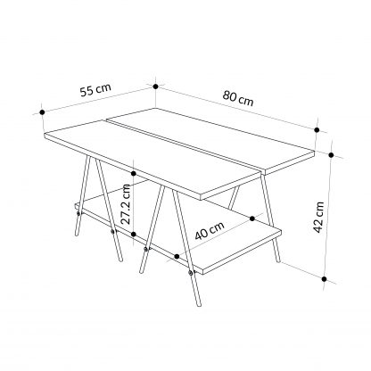 Essel Centre Coffee Table White Metal Trestle Legs 80cm - Image 2