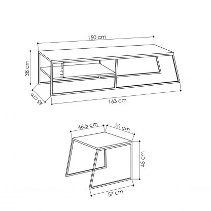 Pal Modern TV Unit Multimedia Centre Stand With Storage White 163cm - Image 2