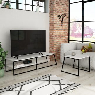 Pal Modern TV Unit Multimedia Centre Stand With Storage White 163cm
