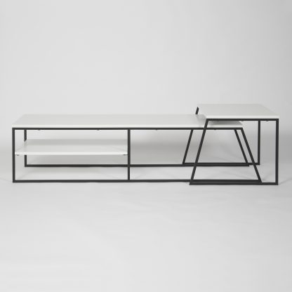 Pal Modern TV Unit Multimedia Centre Stand With Storage White 163cm - Image 3