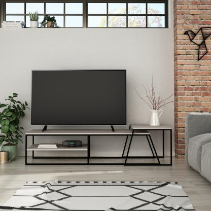 Pal Modern TV Unit Multimedia Centre Stand With Storage Mocha Grey 163cm - Image 9