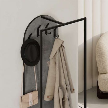 Decortie Modern Archy Hall Stand Coat Rack with Shoe Storage 180cm High Retro Grey - Image 6