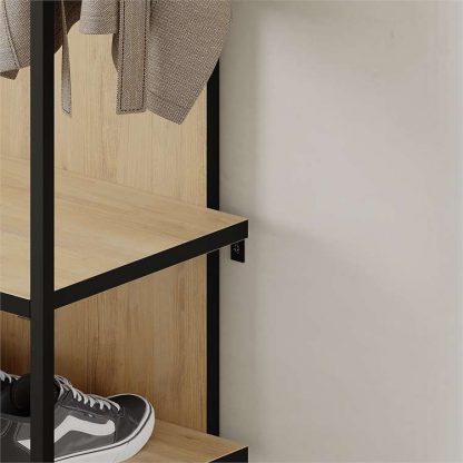 Decortie Modern Archy Hall Stand Coat Rack with Shoe Storage 180cm High Oak - Image 6