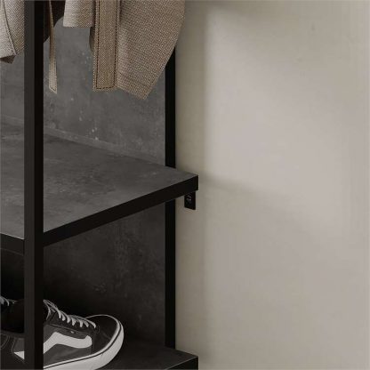 Decortie Modern Archy Hall Stand Coat Rack with Shoe Storage 180cm High Retro Grey - Image 5