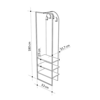 Decortie Modern Archy Hall Stand Coat Rack with Shoe Storage 180cm High White - Image 2