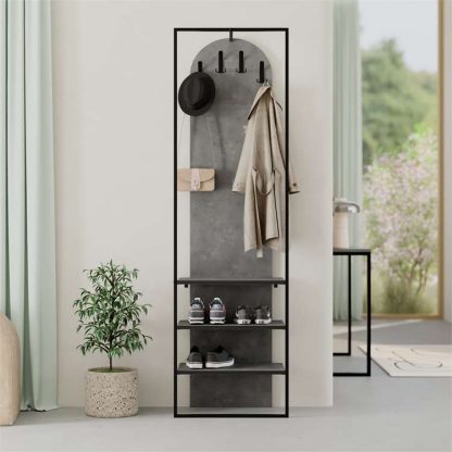 Decortie Modern Archy Hall Stand Coat Rack with Shoe Storage 180cm High Retro Grey