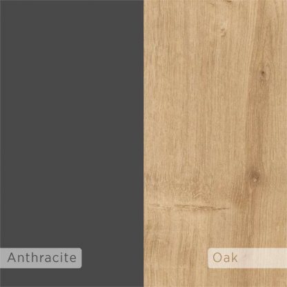 Decortie Cowork Modern Desk Oak Anthracite Grey Wall Mounted With Drawer 94cm Wide - Image 7