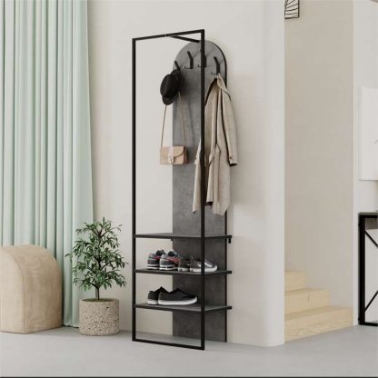Decortie Modern Archy Hall Stand Coat Rack with Shoe Storage 180cm High Retro Grey - Image 4