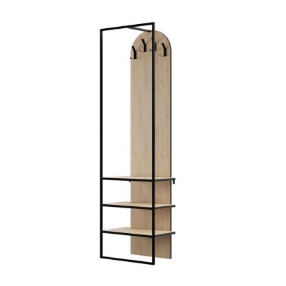 Decortie Modern Archy Hall Stand Coat Rack with Shoe Storage 180cm High Oak - Image 3
