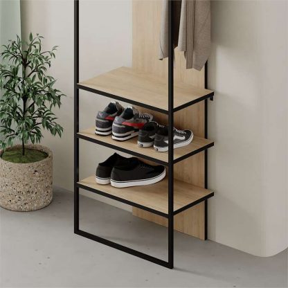 Decortie Modern Archy Hall Stand Coat Rack with Shoe Storage 180cm High Oak - Image 7